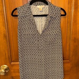 LOFT Black and White Patterned Blouse